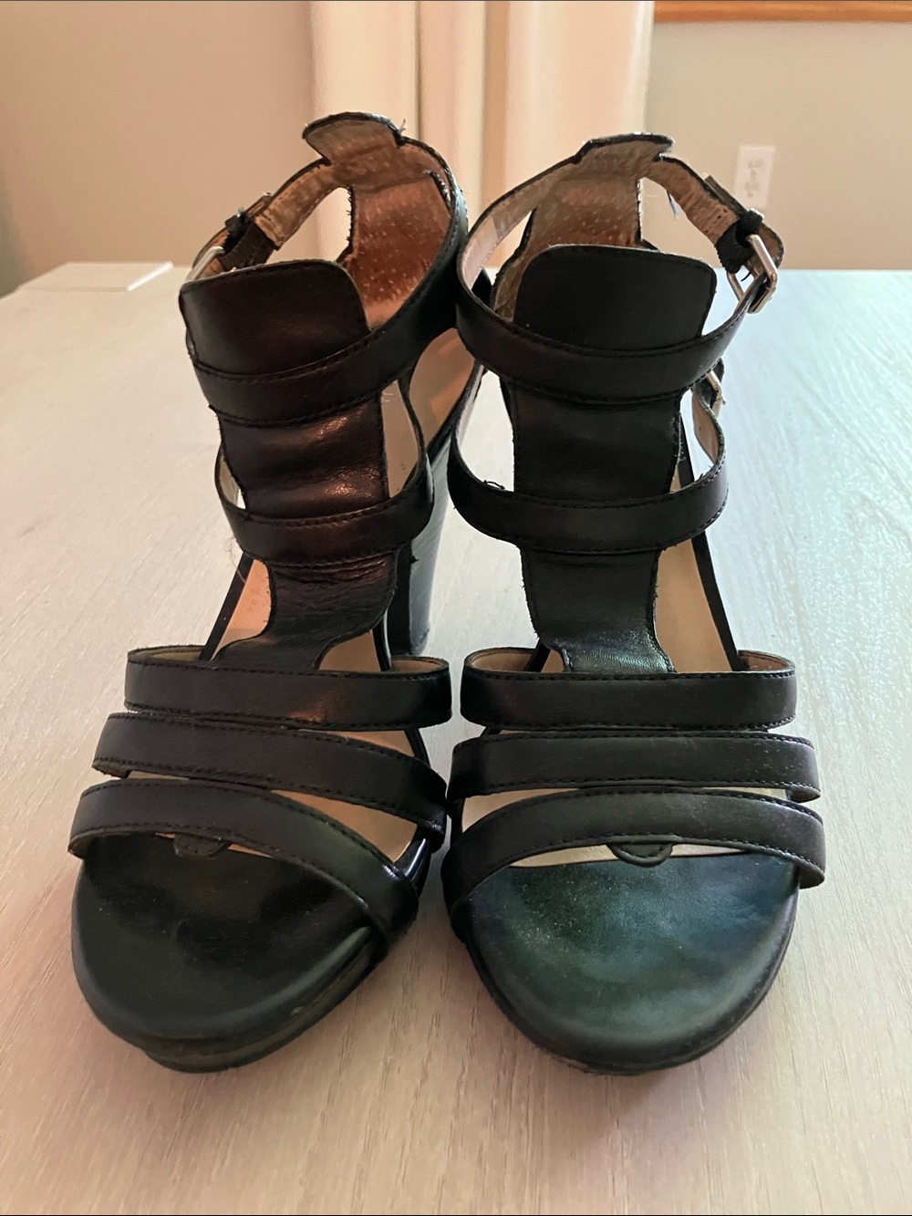 Franco Sarto Black Multi-Strap High Heel Sandals